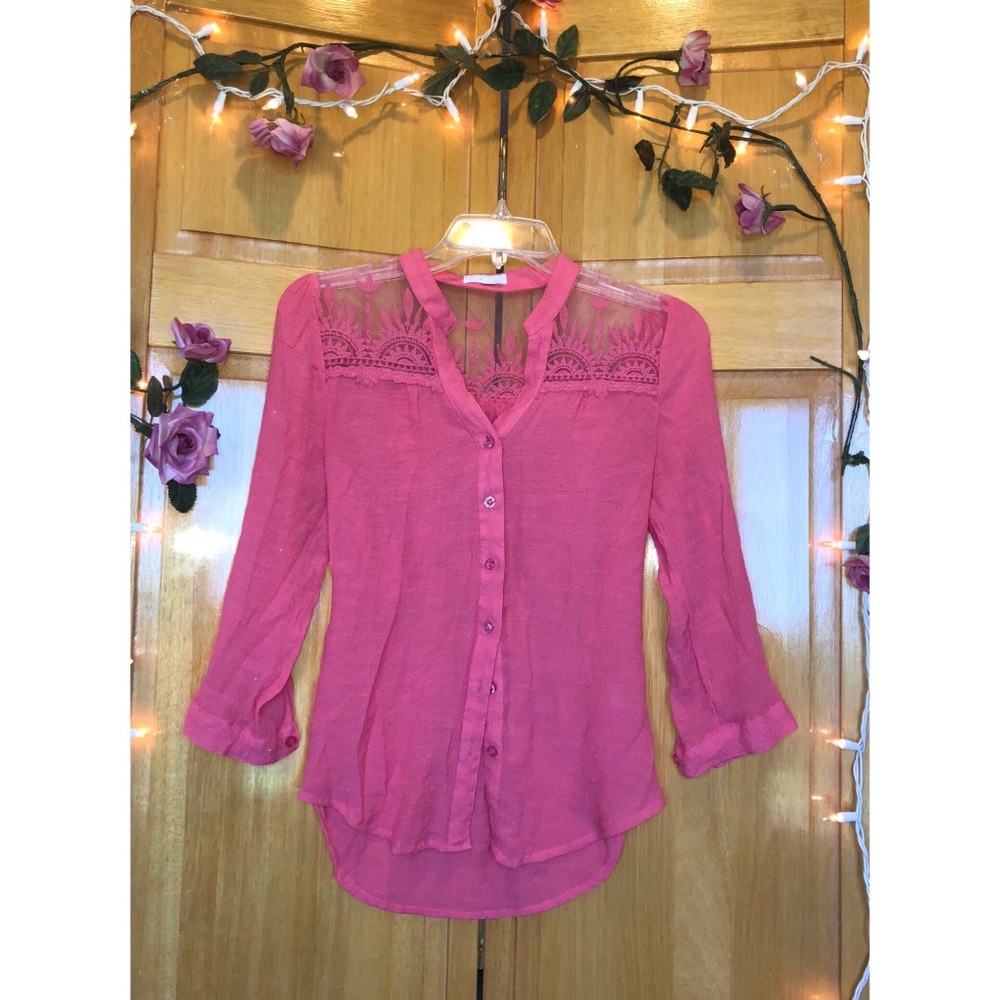 pink button up blouse